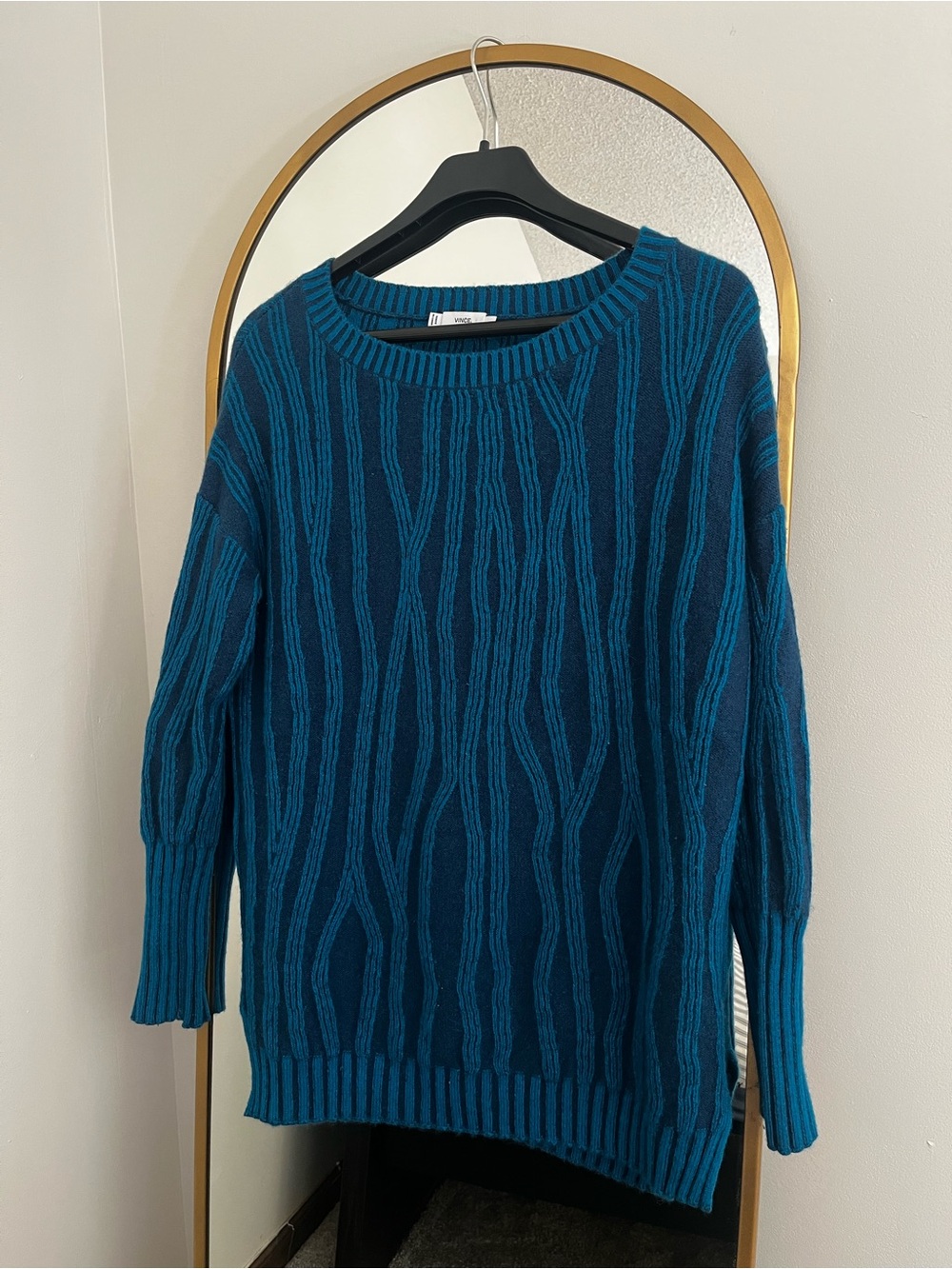 Vince Wool and Cashmere Patterned Crewneck Sweater